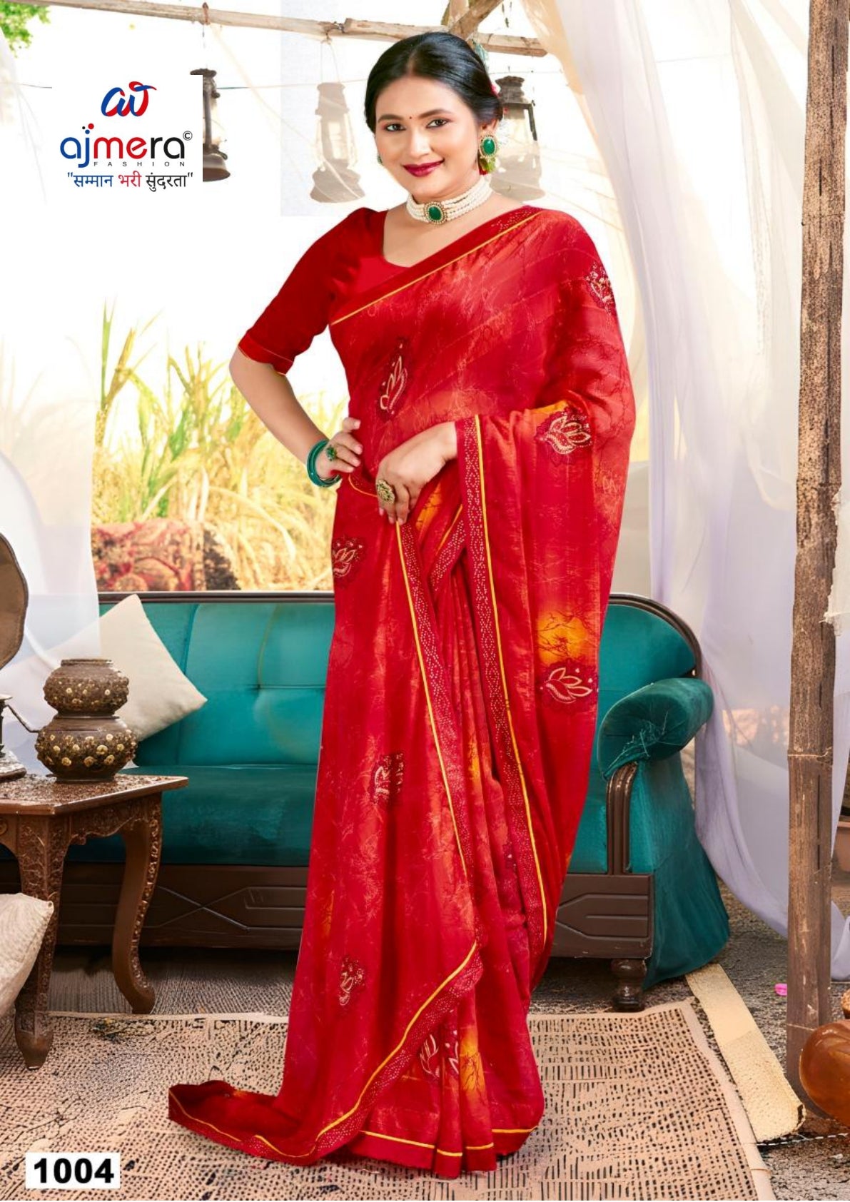 Elegant Printed Saree with Designer Blouse Piece for Festive Wear | PRM-SONA GIRL