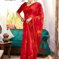 Elegant Printed Saree with Designer Blouse Piece for Festive Wear | PRM-SONA GIRL
