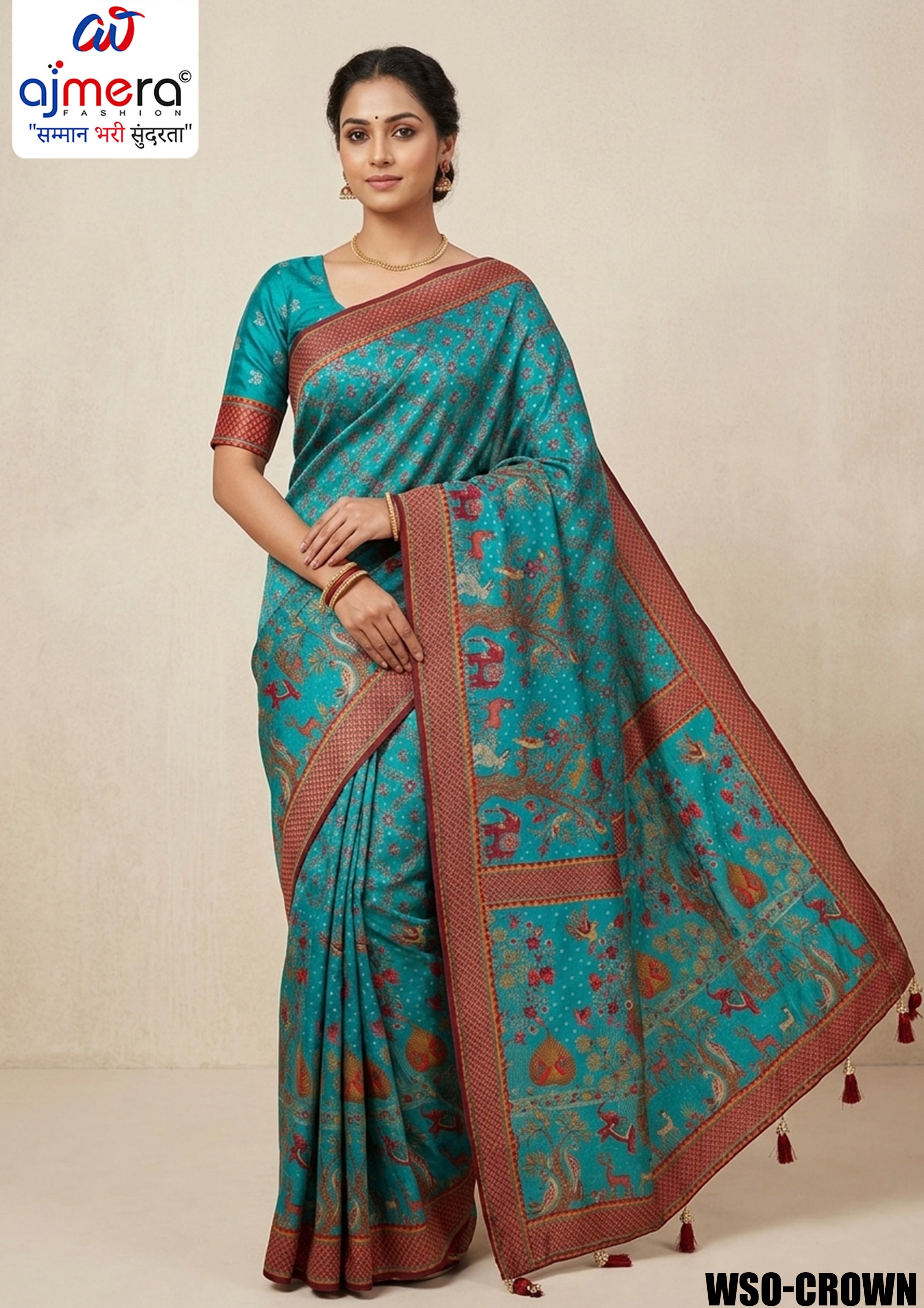 Ethnic Wear Jacquard Silk Saree With Blouse Piece | WSO-CROWN