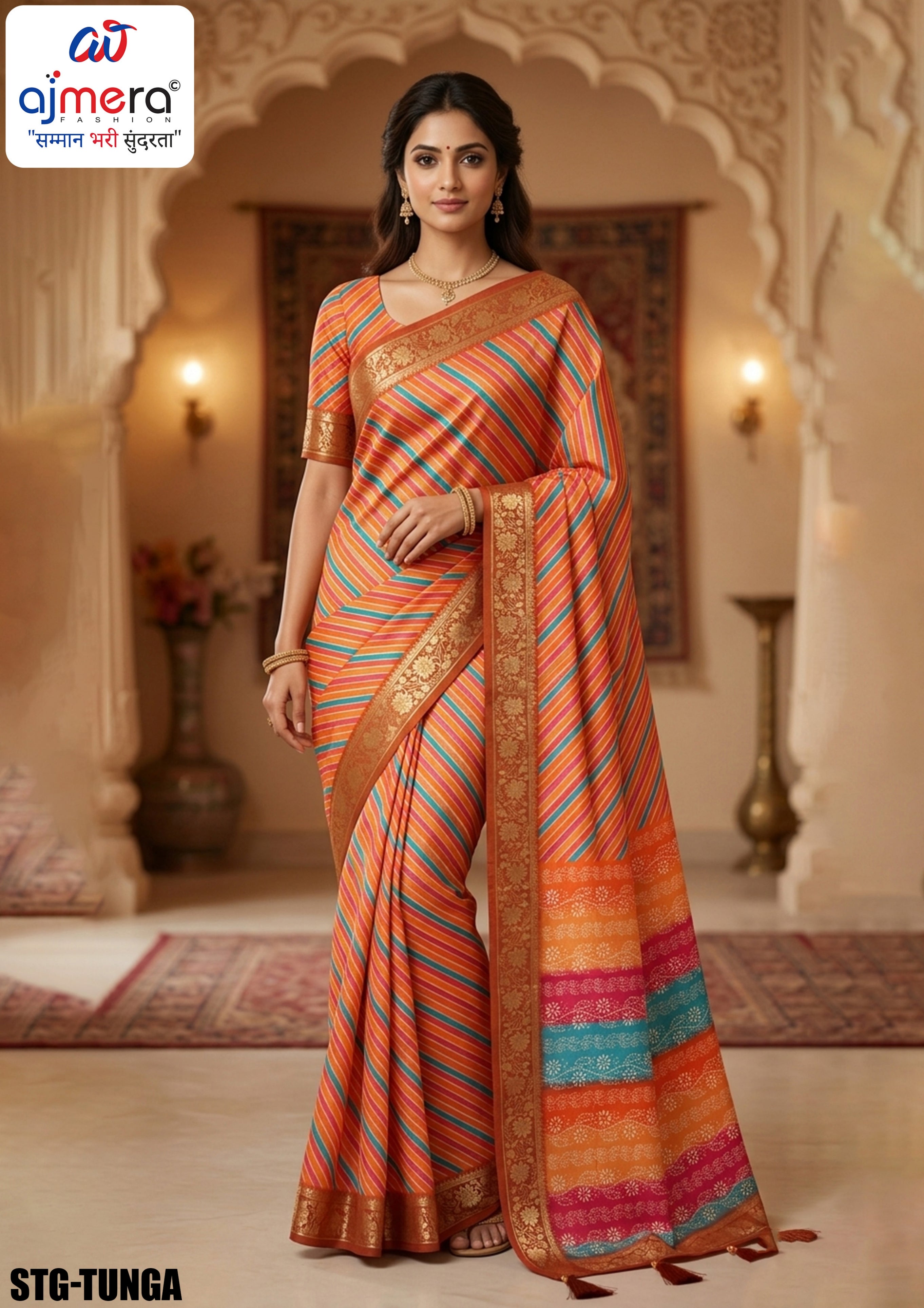Digital Print Silk Saree with Blouse Piece for Premium Ethnic and Traditional Wear | STG-TUNGA