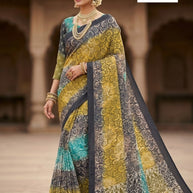 Moss Print Loose Saree with Blouse for Premium Ethnic and Traditional Wear | TD-DHAMAKA