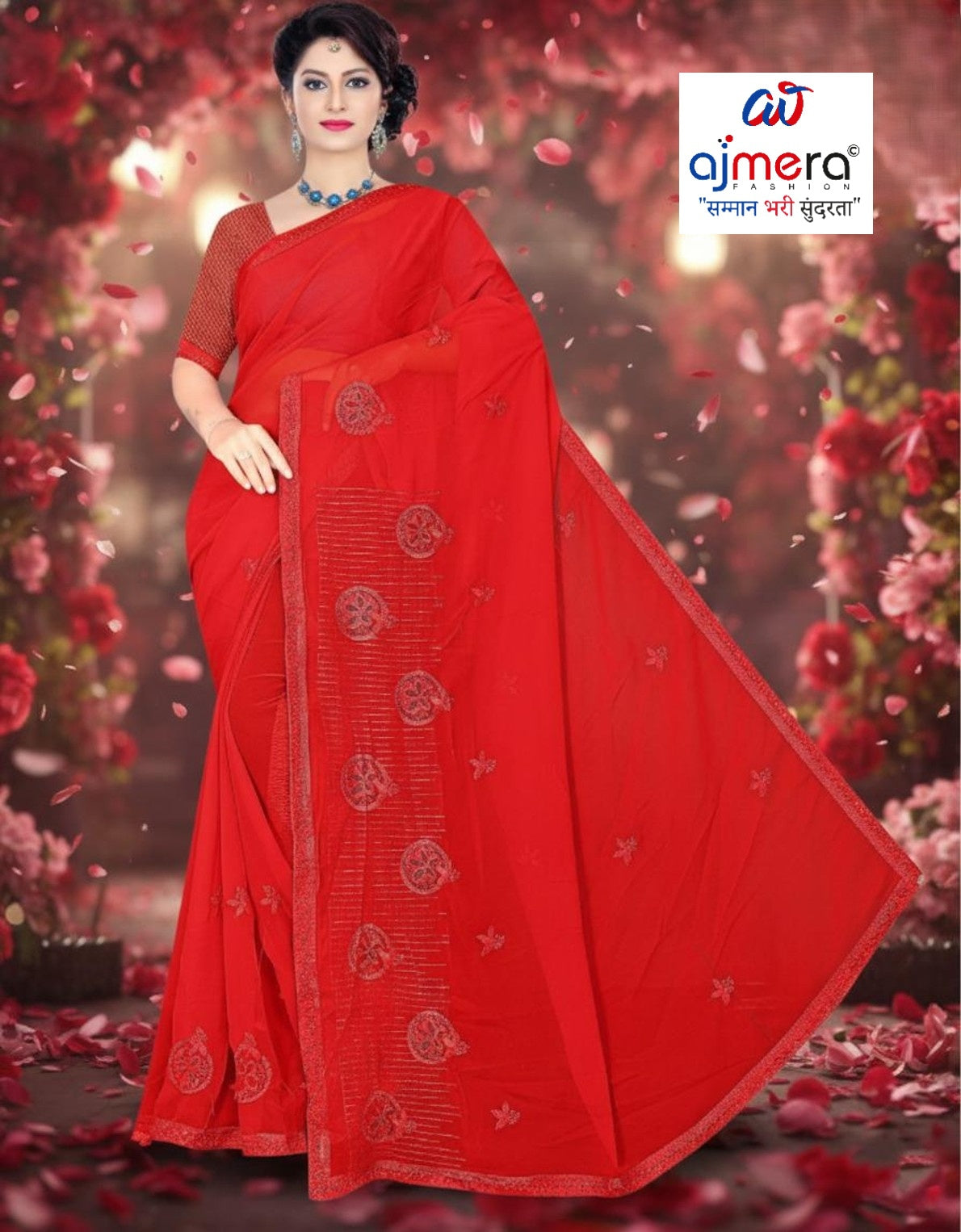Fancy Lycra Matching Saree with Blouse Piece for Premium Ethnic and Traditional Wear | VKM-HOLIKA