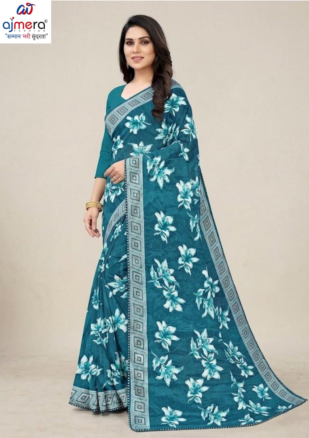 Vichitra Jari Print Loose Saree with Blouse for Premium Ethnic and Traditional Wear | CAS-MITHAS
