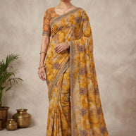 Fancy Print Loose Saree with Blouse for Premium Ethnic and Traditional Wear | BMS-KADAMBARI