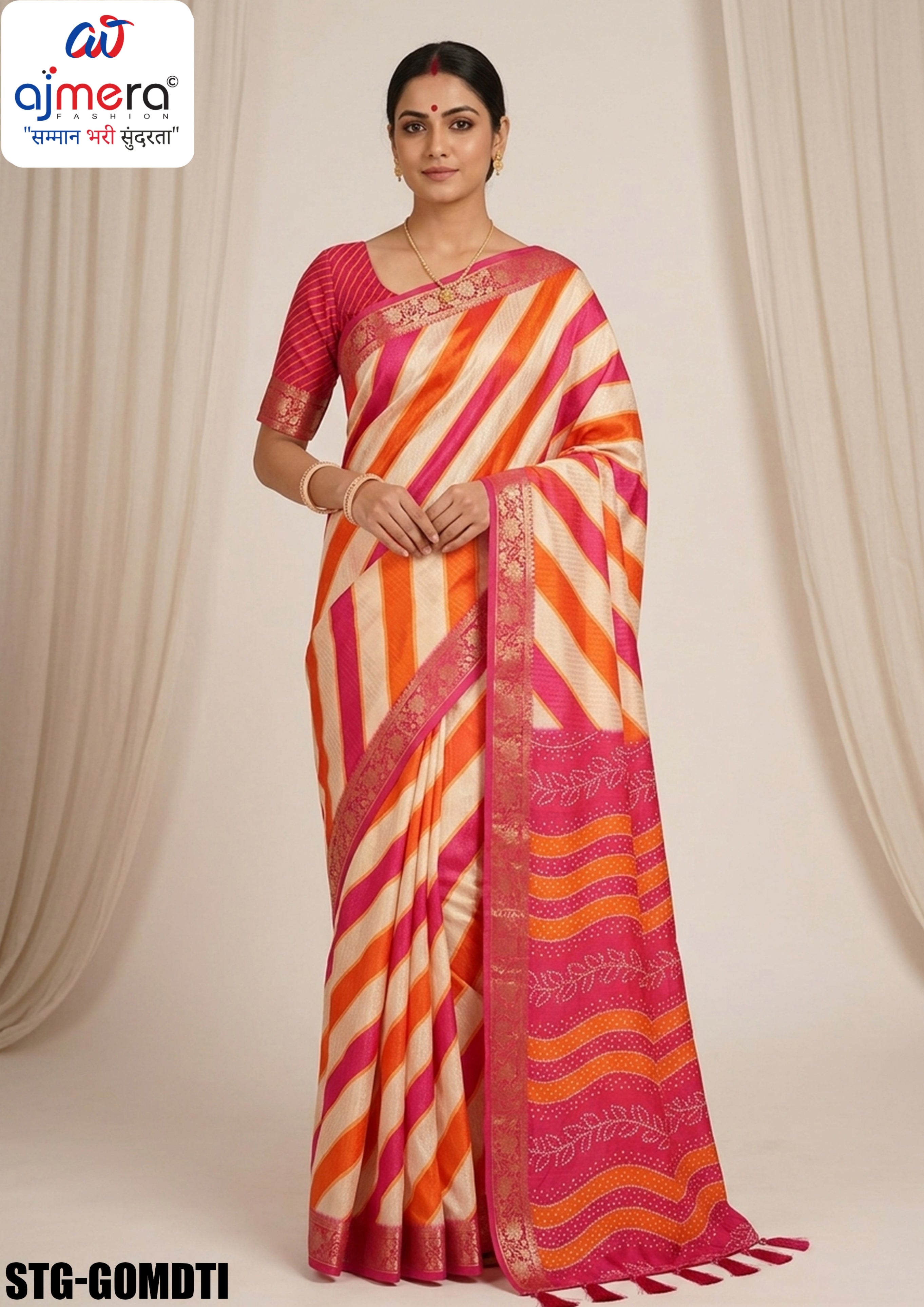 Digital Printed Saree with Blouse Piece for Premium Ethnic and Traditional Wear | STG-GOMDTI
