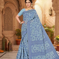 Royal Rapier Silk Matching Saree With Blouse Piece | DBU-PAKHI COTTON