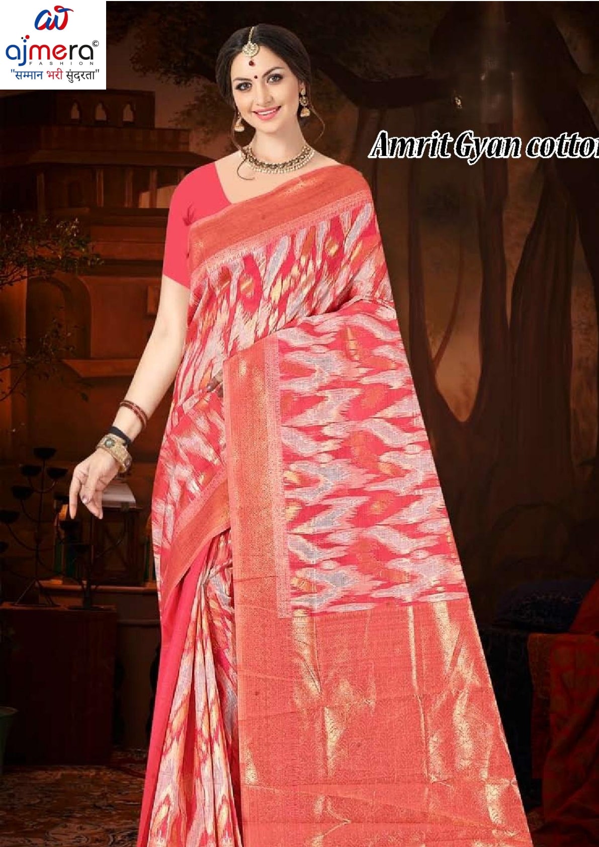 Luxury Jacquard Silk Saree without Blouse for Wedding & Party Wear | TUL-AMRIT GYAN COTTON