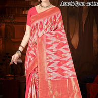 Luxury Jacquard Silk Saree without Blouse for Wedding & Party Wear | TUL-AMRIT GYAN COTTON
