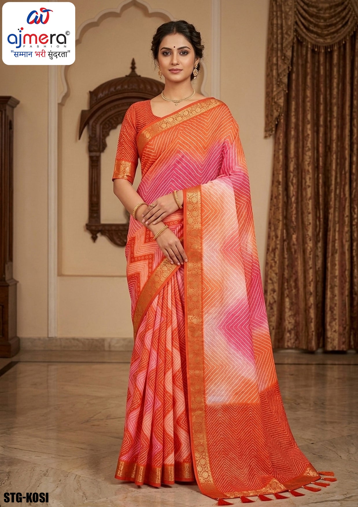 Digital Print Saree with Blouse Piece for Premium Ethnic and Traditional Wear | STG-KOSI