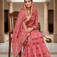 Chic Printed Saree with Blouse Piece for Sophisticated Ethnic Style  | VDT-SINDOOR-02
