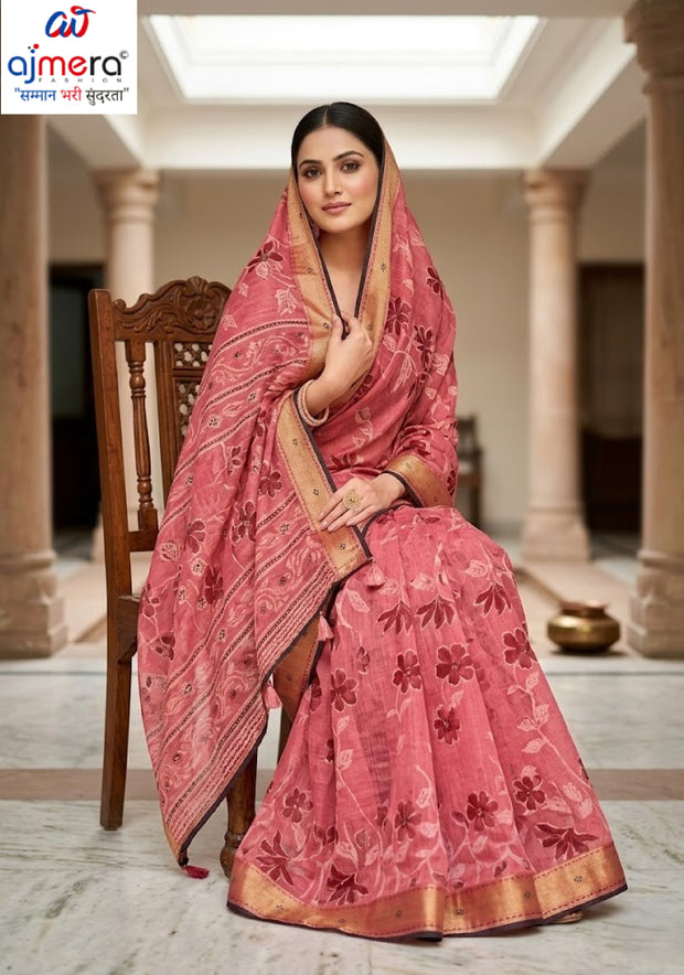 Chic Printed Saree with Blouse Piece for Sophisticated Ethnic Style  | VDT-SINDOOR-02