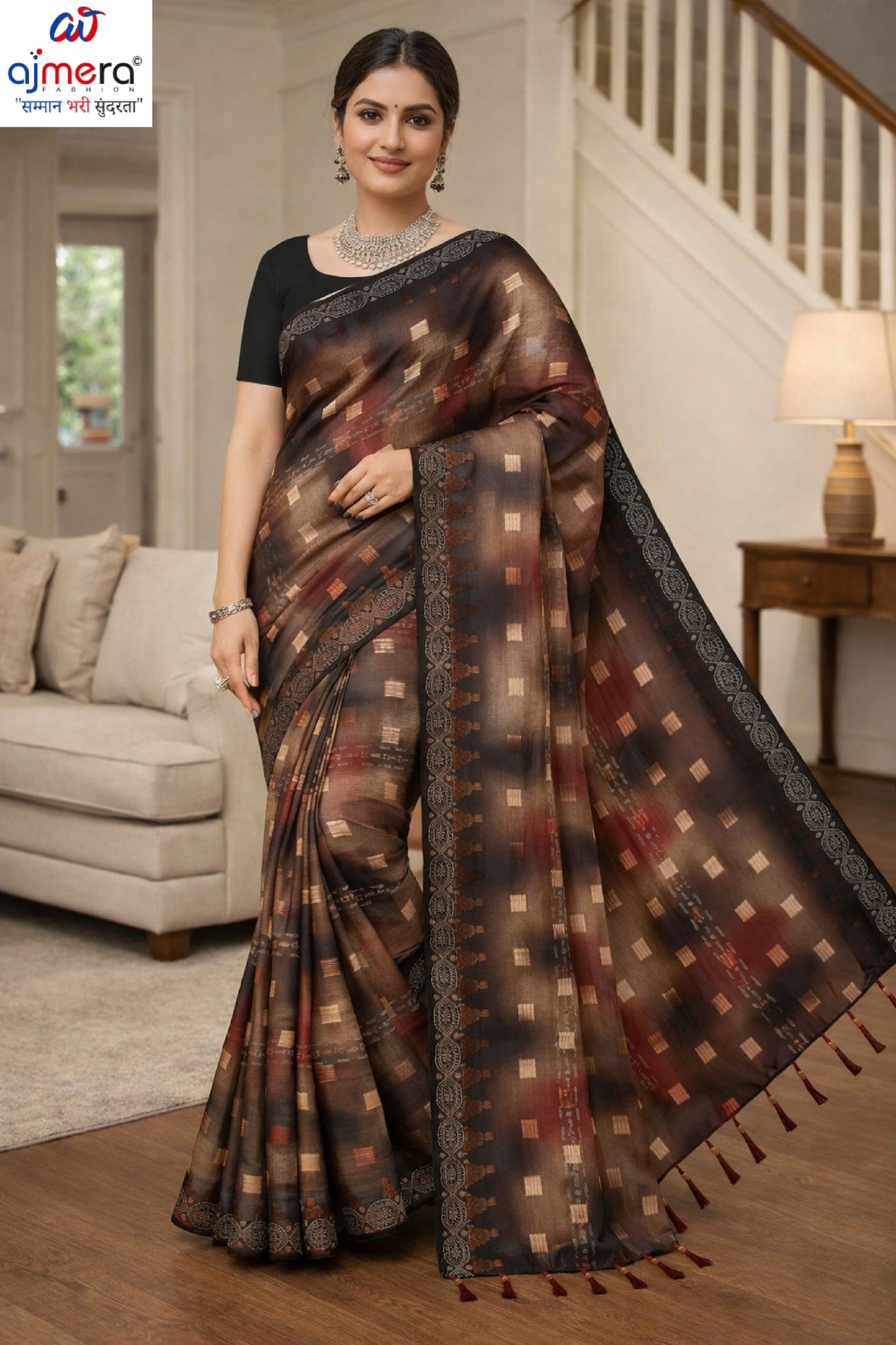 Lycra Dyed Matching Saree with Blouse Piece for Premium Ethnic and Traditional Wear | RAL-GREAT INDIA