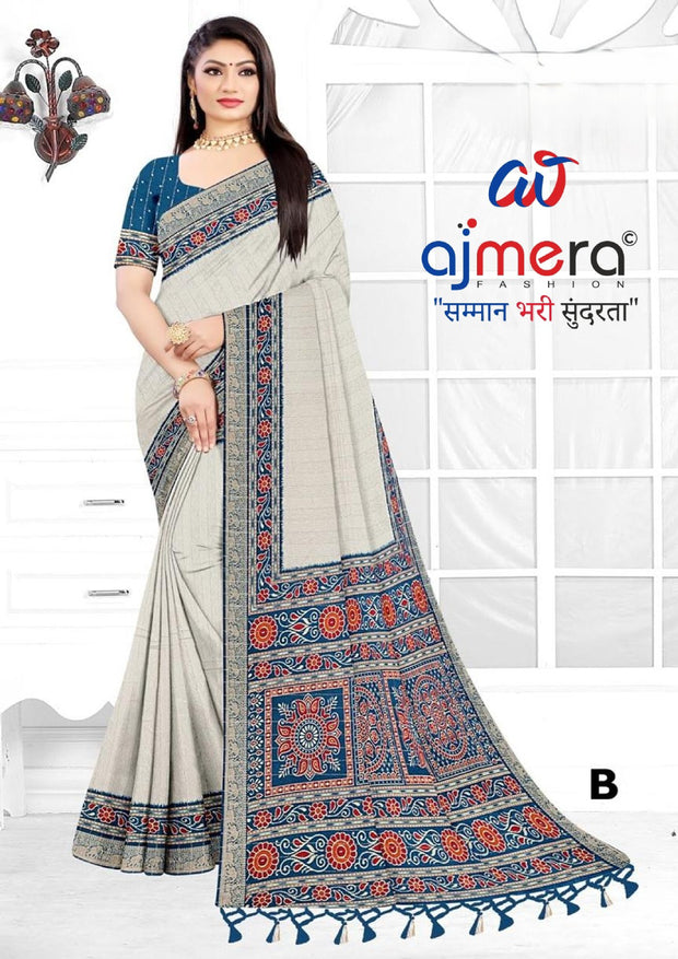 Fashionable Printed Saree with Blouse Piece for Festive Collection  | PUS-JALPARI-5A