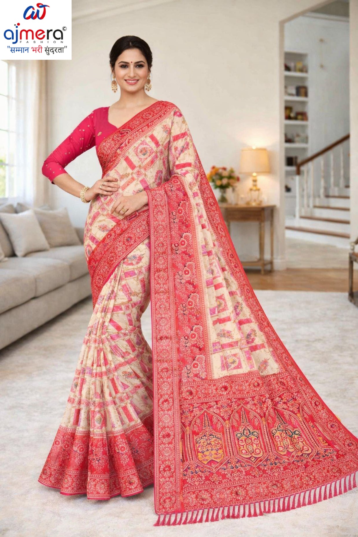 Stylish Jacquard Silk Saree with Blouse Piece for Festive Collection | DNA-PAPER BOAT