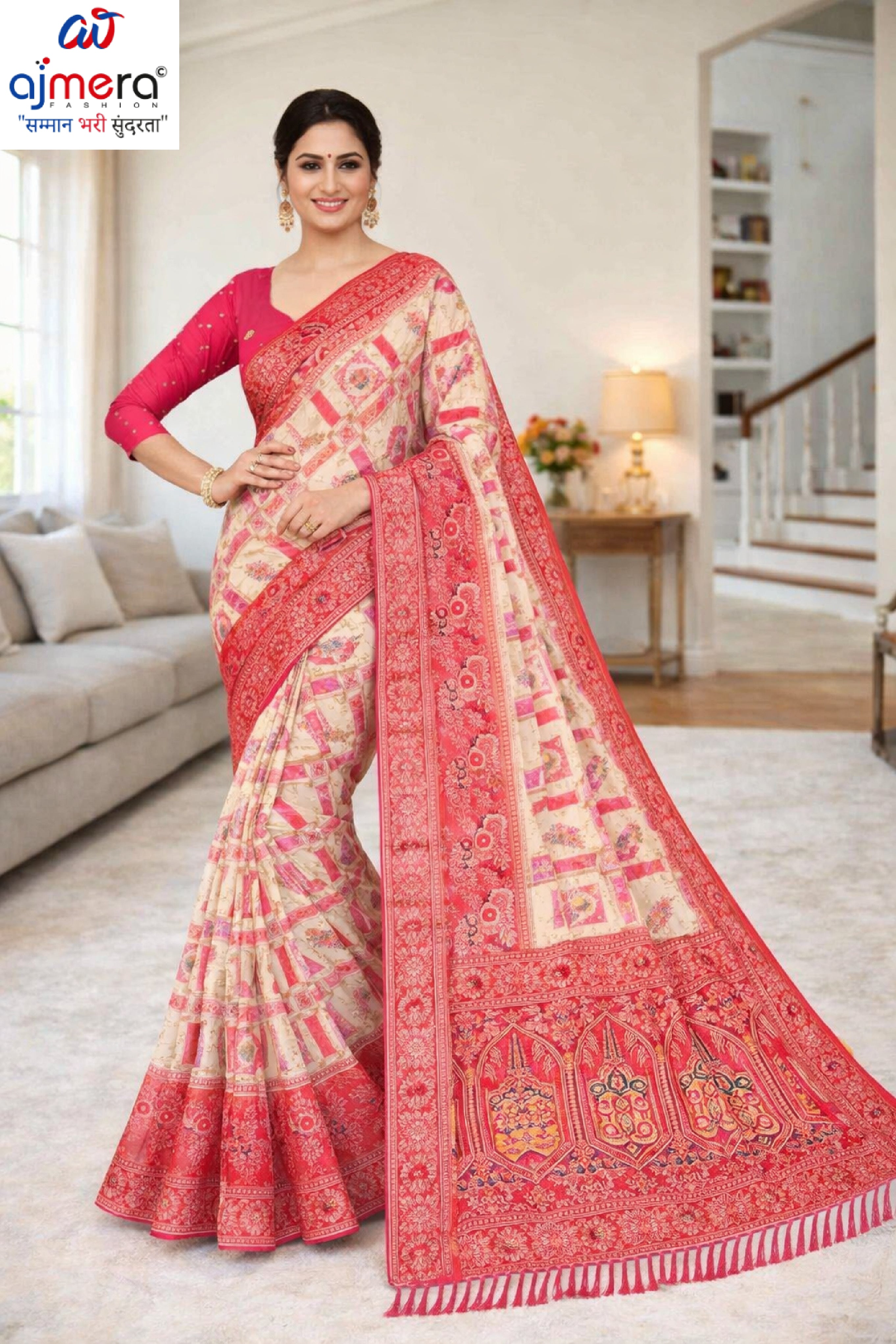 Stylish Jacquard Silk Saree with Blouse Piece for Festive Collection | DNA-PAPER BOAT