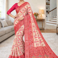 Stylish Jacquard Silk Saree with Blouse Piece for Festive Collection | DNA-PAPER BOAT