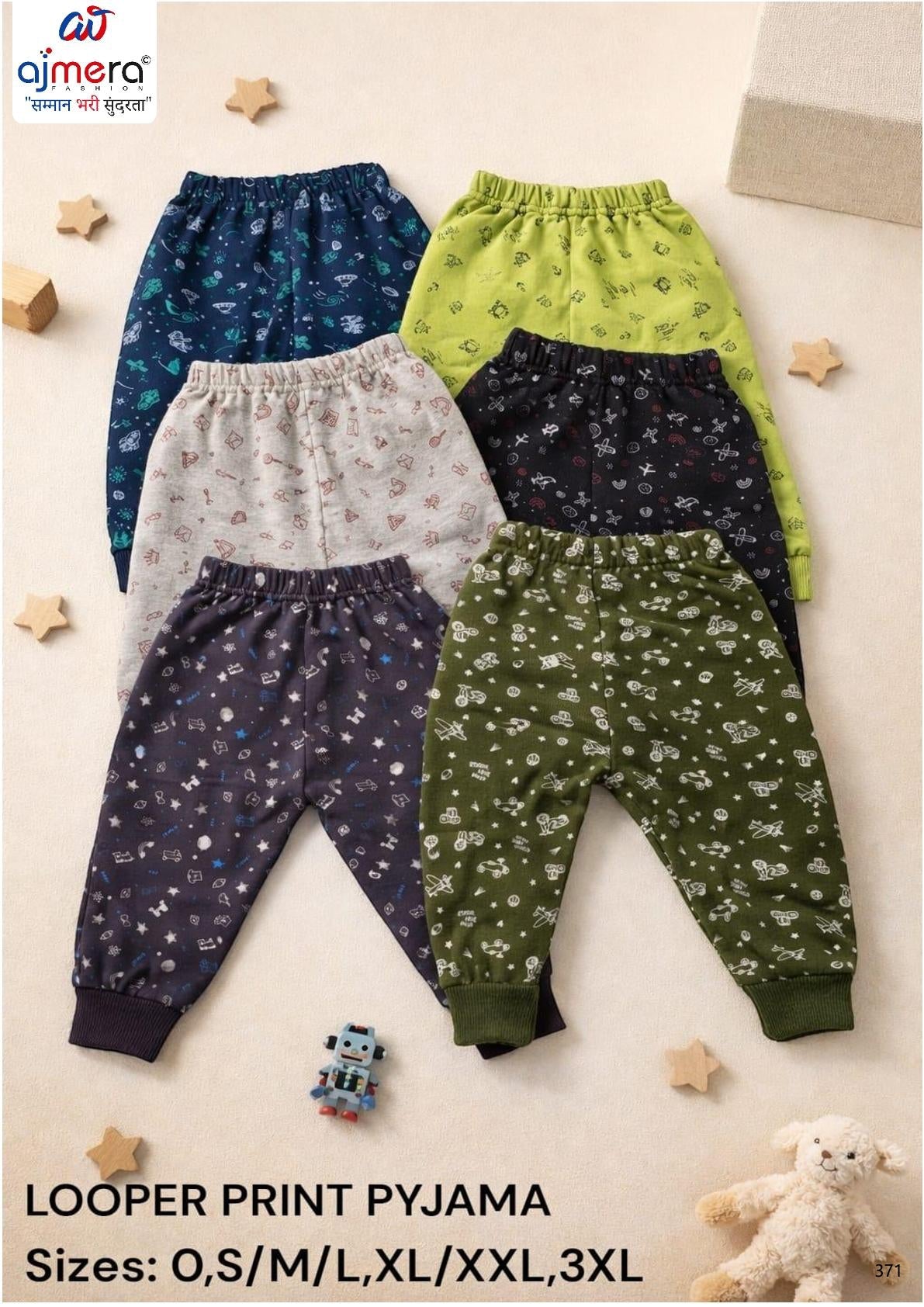 Kids Cotton Pyjama Wholesale in India | JPO-LOOPER PRT PYJAMA-M