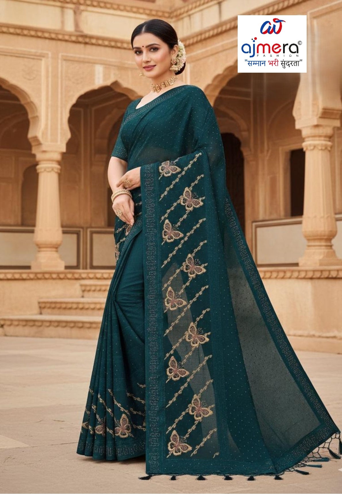 Soft Lycra Matching Saree with Blouse Piece for Premium Ethnic and Traditional Wear | VKM-KACHE DHAGE