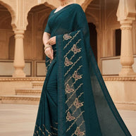 Soft Lycra Matching Saree with Blouse Piece for Premium Ethnic and Traditional Wear | VKM-KACHE DHAGE
