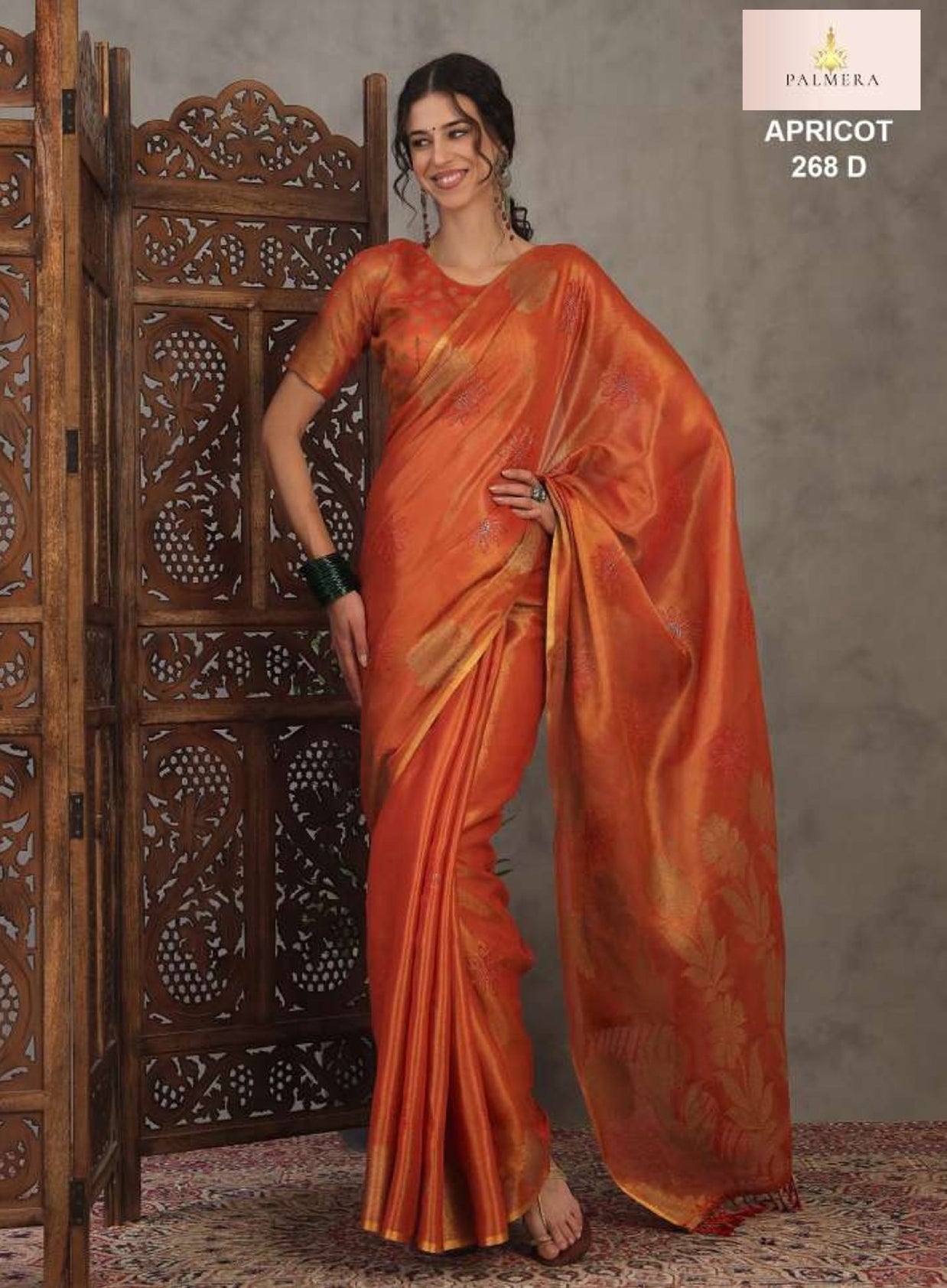 Apricot Linen Saree with Blouse for Premium Ethnic and Festive Wear | ALL-APRICOT-268