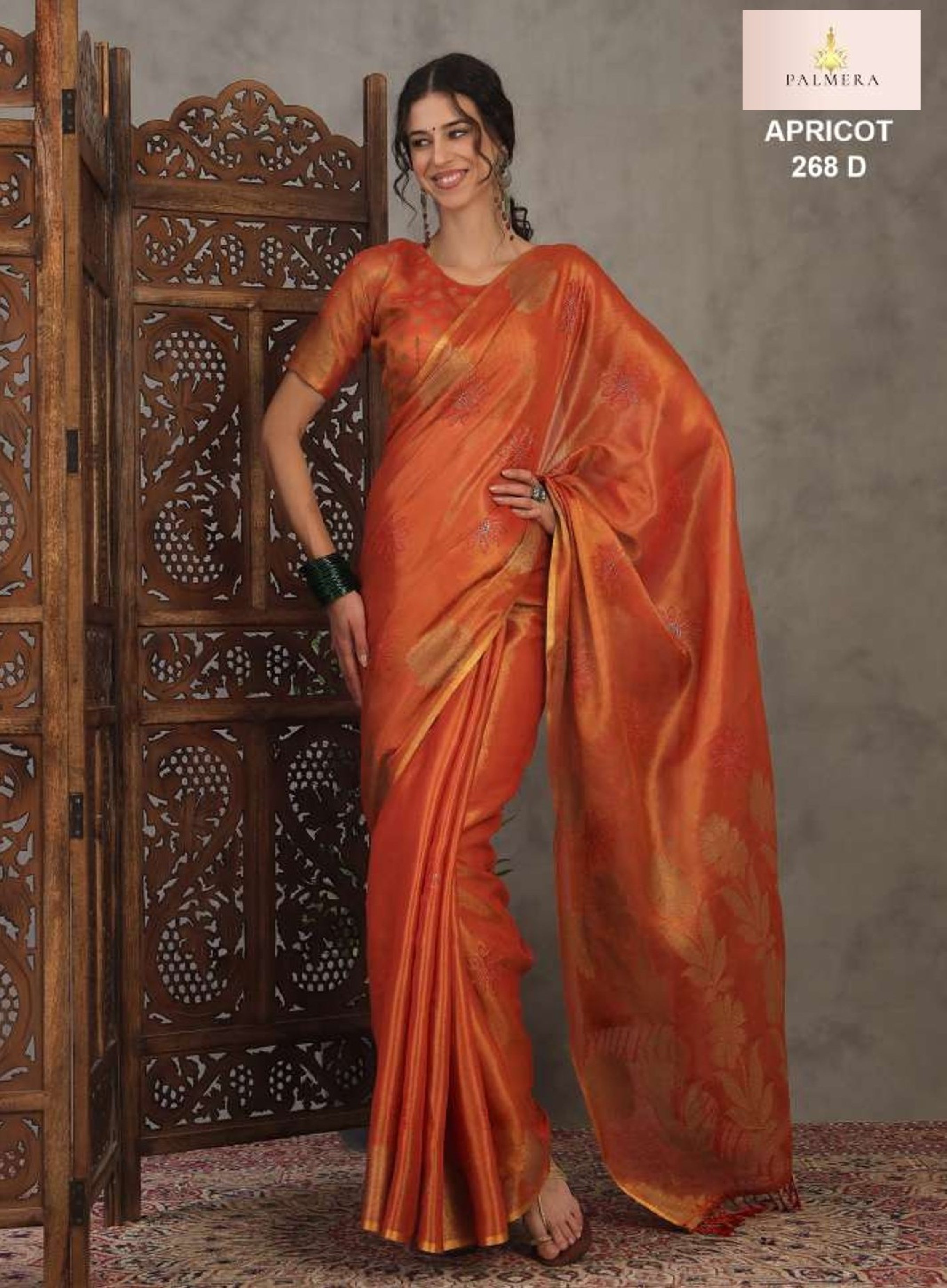 Apricot Linen Saree with Blouse for Premium Ethnic and Festive Wear | ALL-APRICOT-268