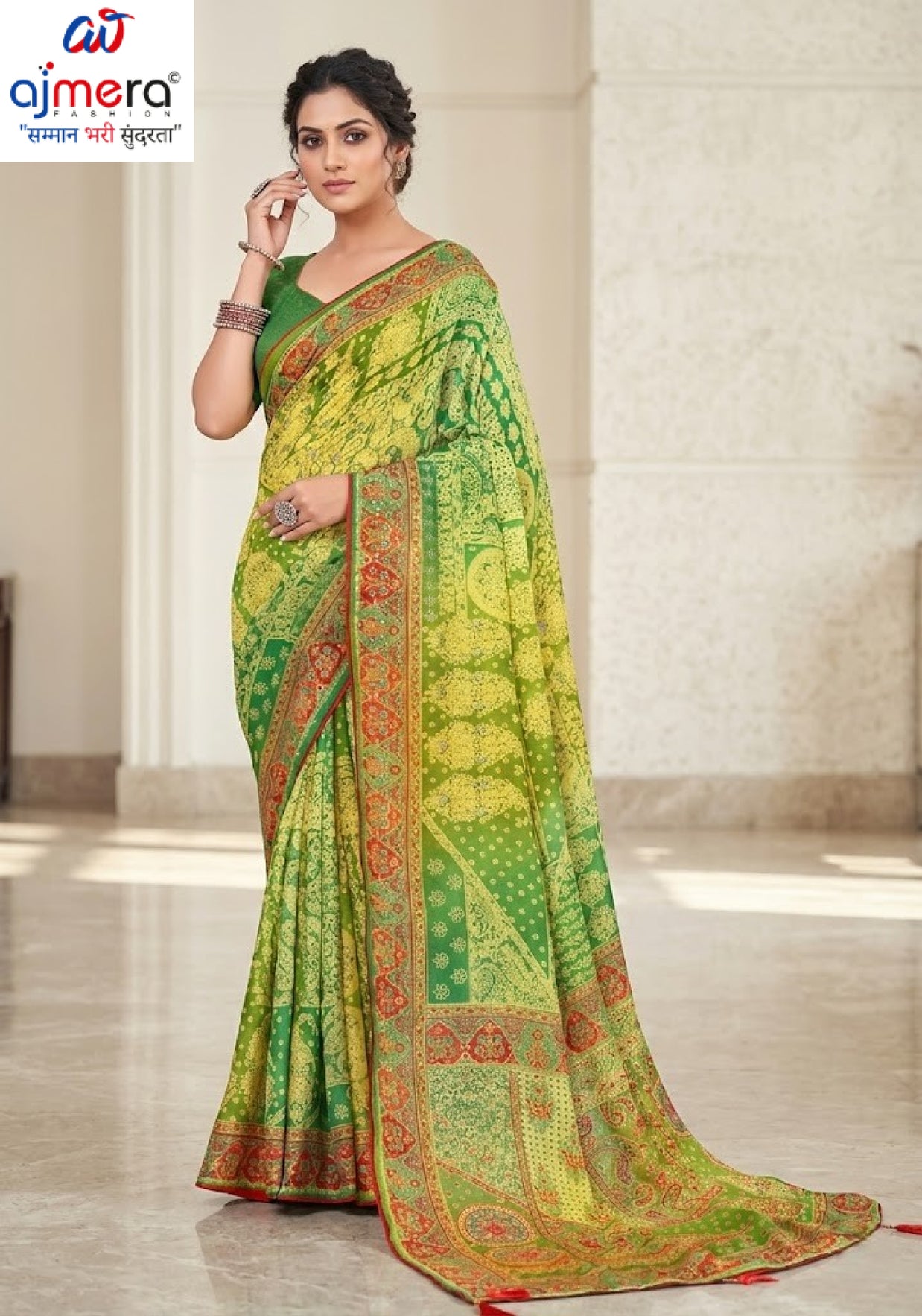 Fashionable Printed Saree with Blouse Piece for Festive Collection  | RMF-JASLEEN VOL-2