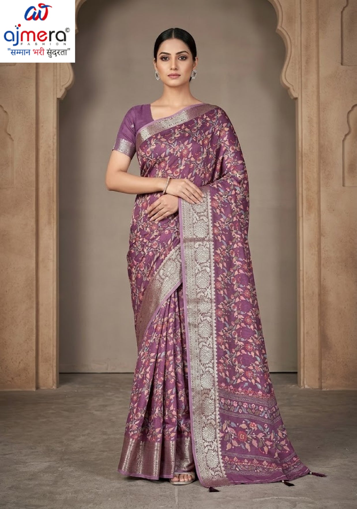 Fashionable Printed Saree with Blouse Piece for Festive Collection | VER-NEELAM-43545