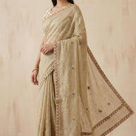 Apricot Khadi Saree with Blouse for Premium Ethnic and Designer Wear | ALL-APRICOT-458