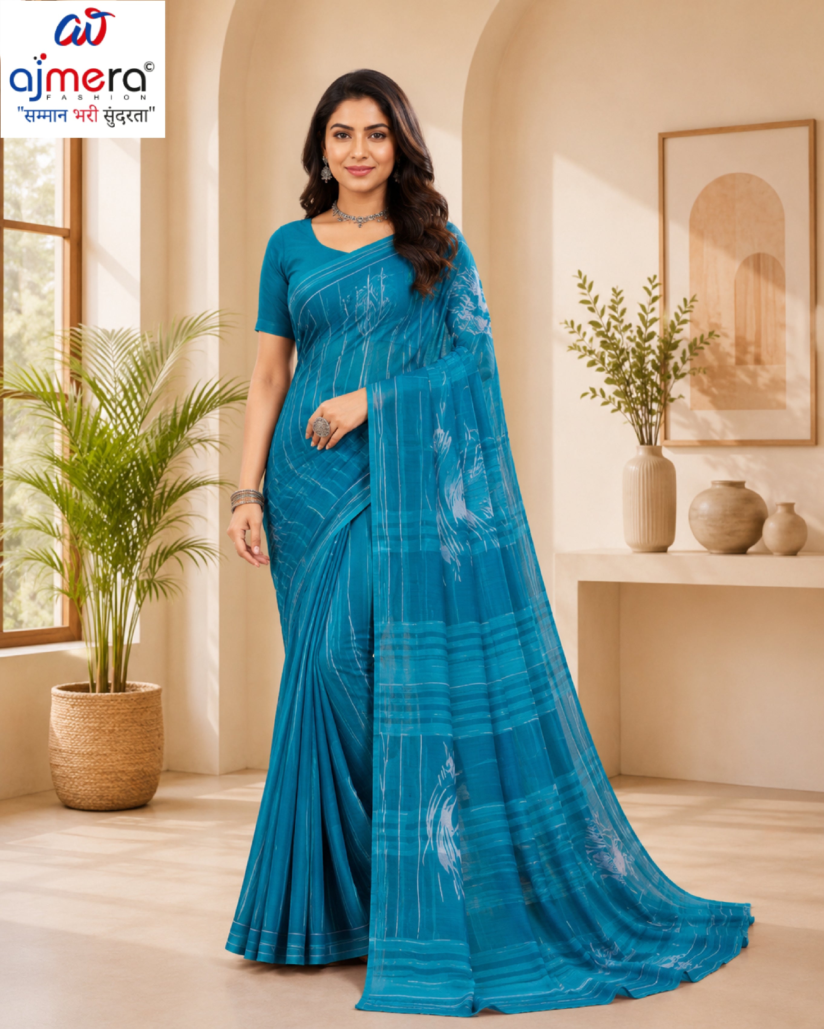 Weightless Print Loose Saree with Blouse for Premium Ethnic and Traditional Wear | CAS-DIAMOND CITY