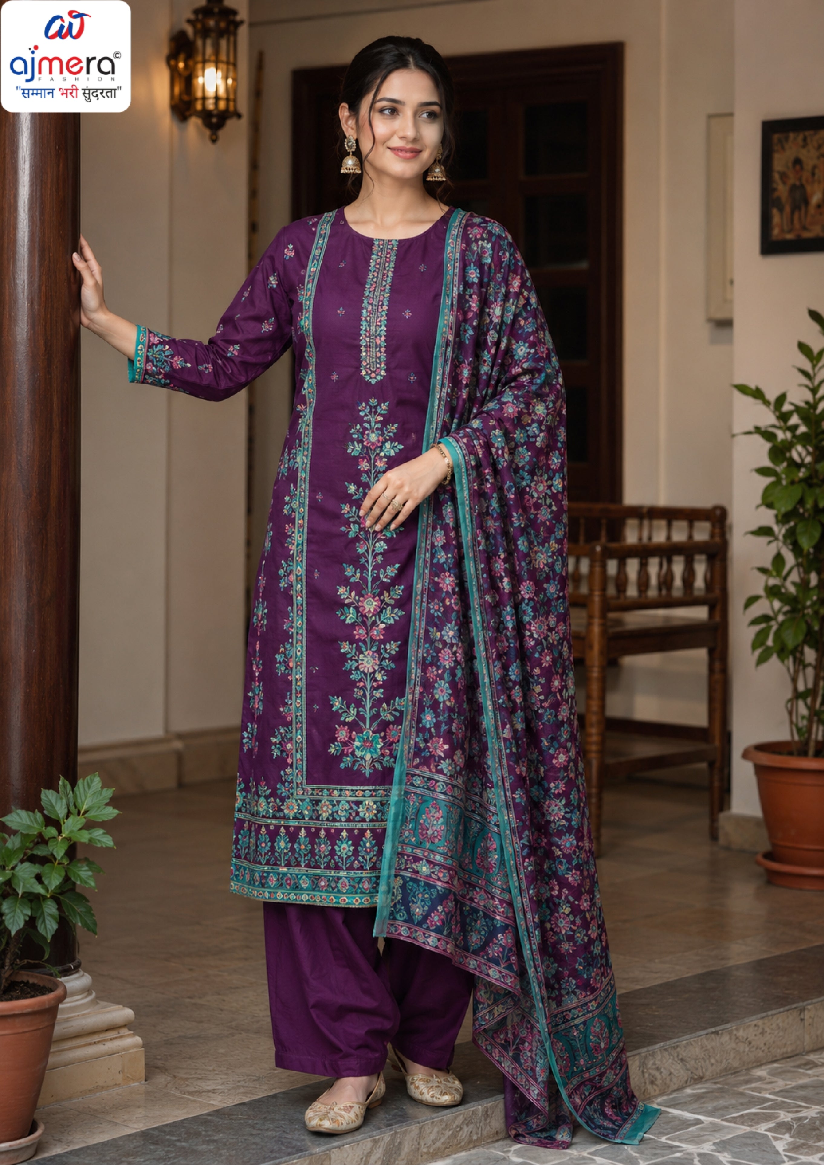 Trendy Rayon Print Unstitched Suit Set | VAS-LIME LIGHT-3