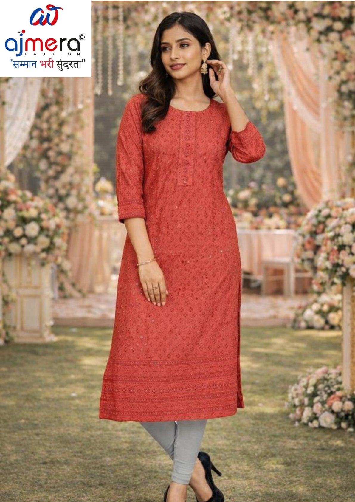 Plus Size Embroidered Kurti for Women | SHP-CHICKEN SEQUENCE WORK BIG