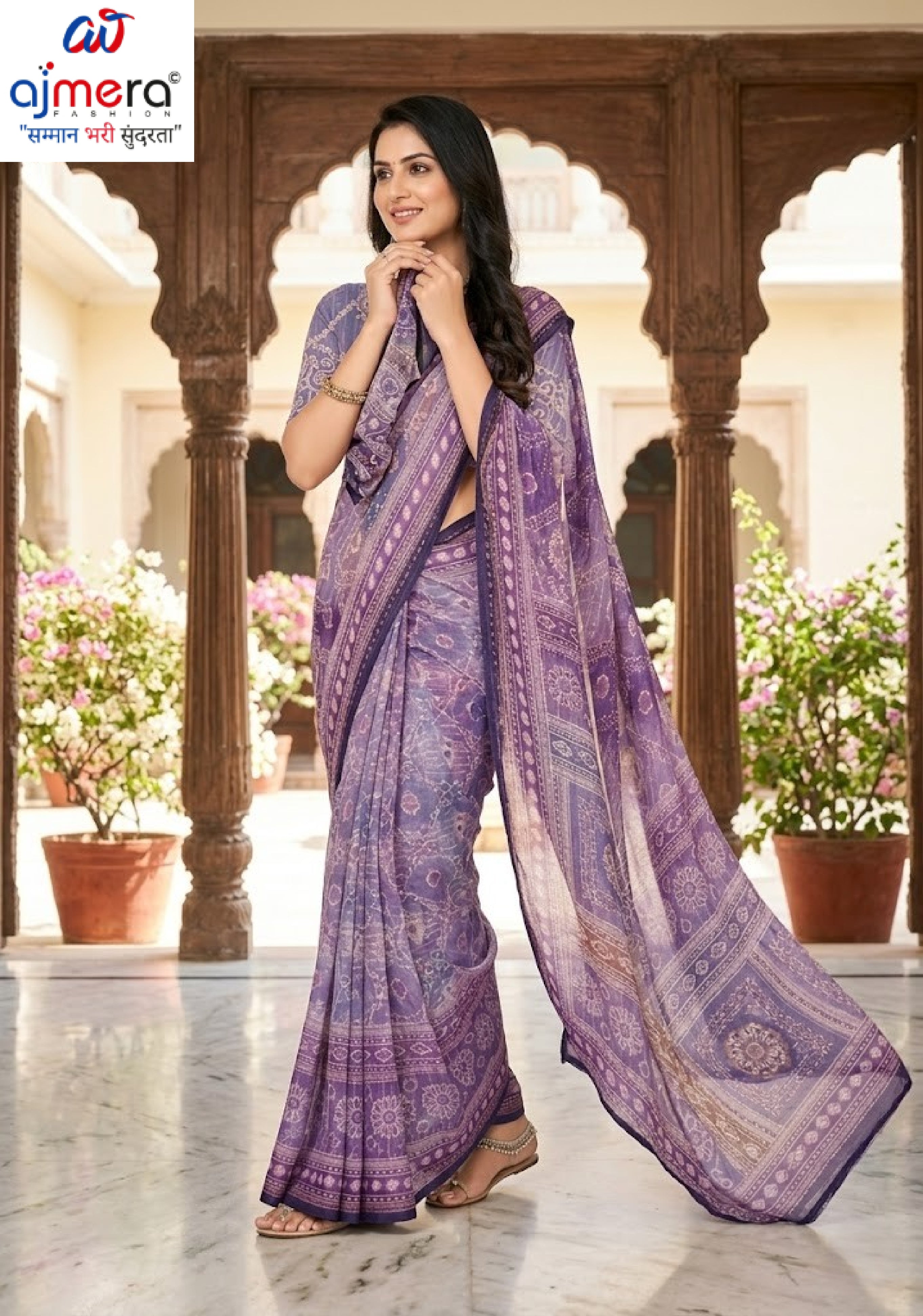 Fashionable Printed Saree with Blouse Piece for Festive Collection | SSR-PRIYATAMA