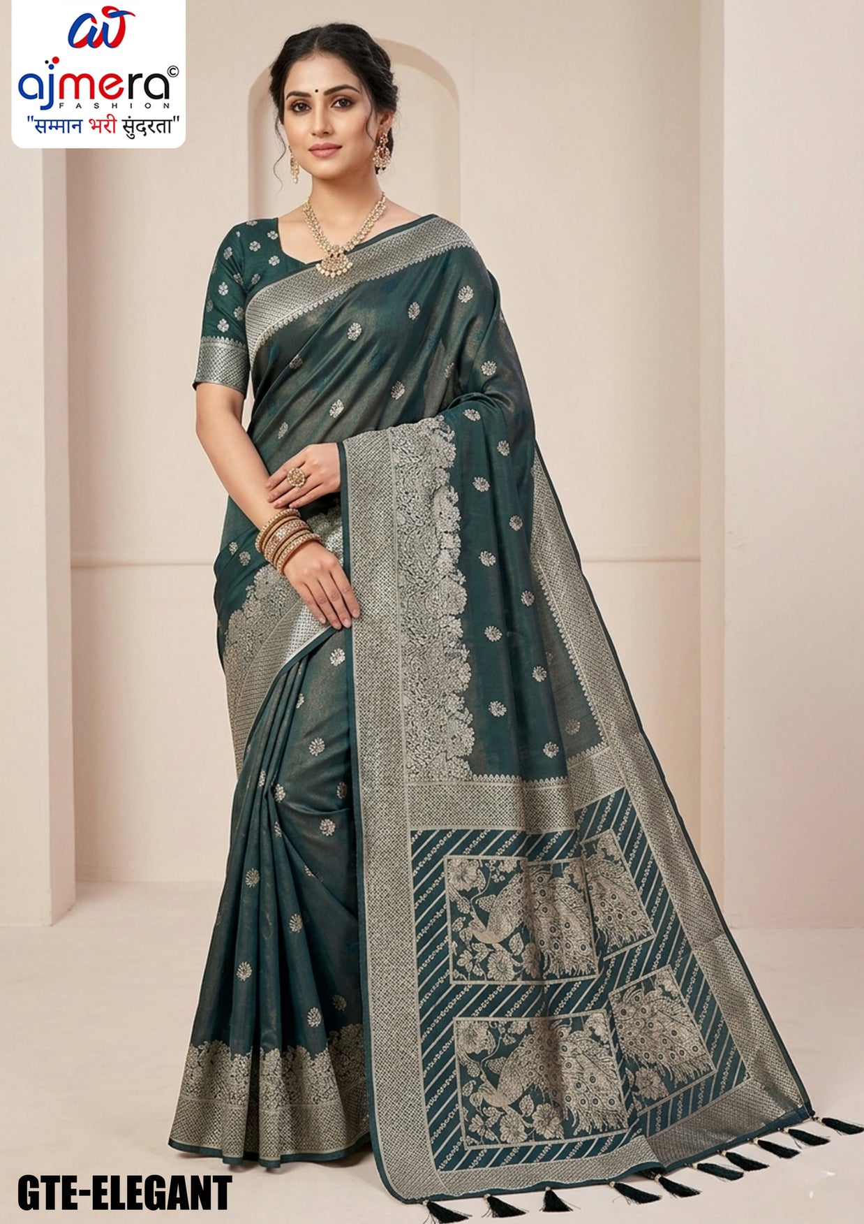 Opulent Jacquard Silk Saree With Blouse Piece | GTE-ELEGANT