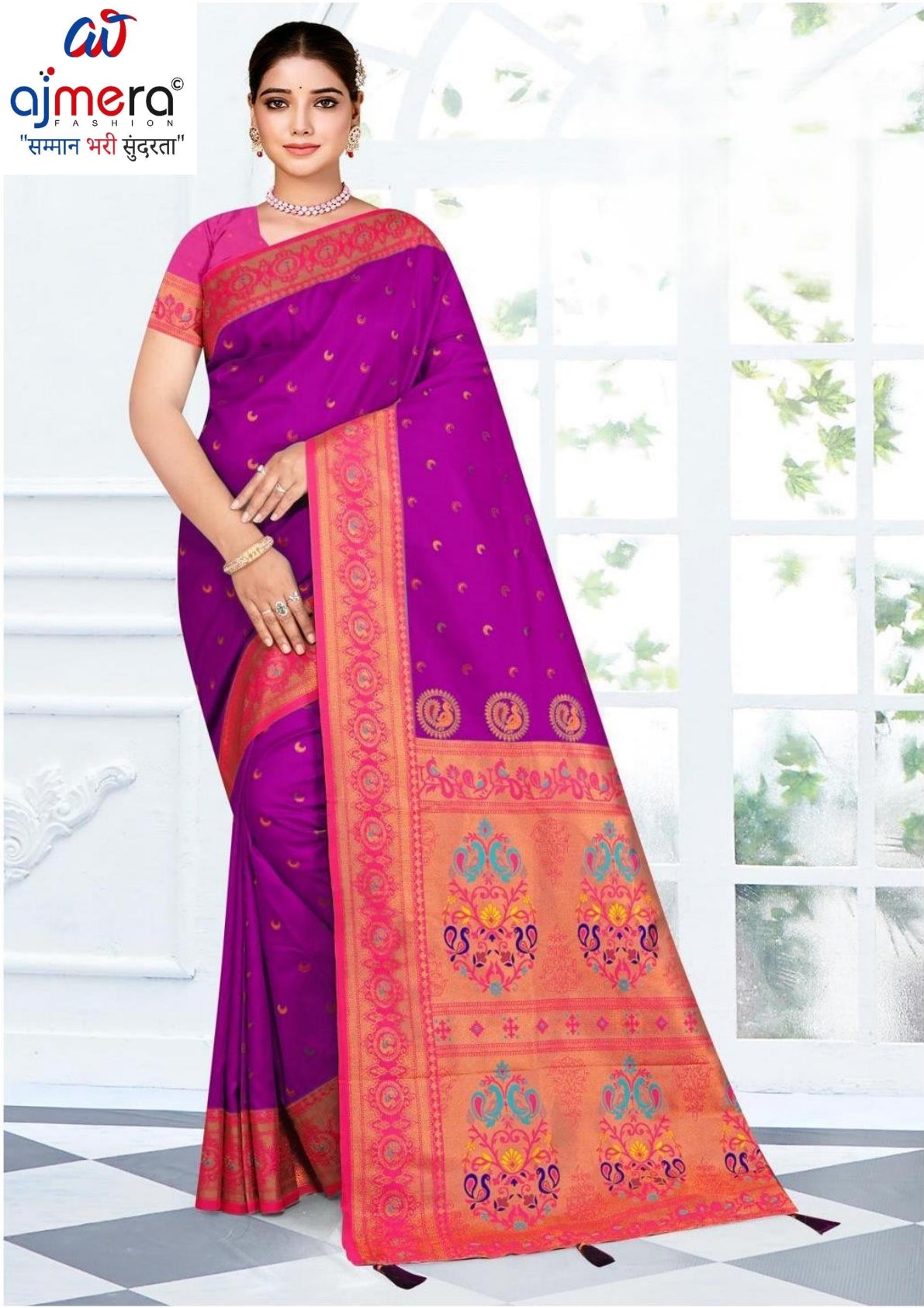 Designer Jacquard Silk Saree with Blouse Piece for Traditional Occasions | VDX-KUBER PAITHANI