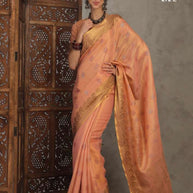 Apricot Linen Saree with Blouse for Premium Ethnic and Designer Wear | ALL-APRICOT-272