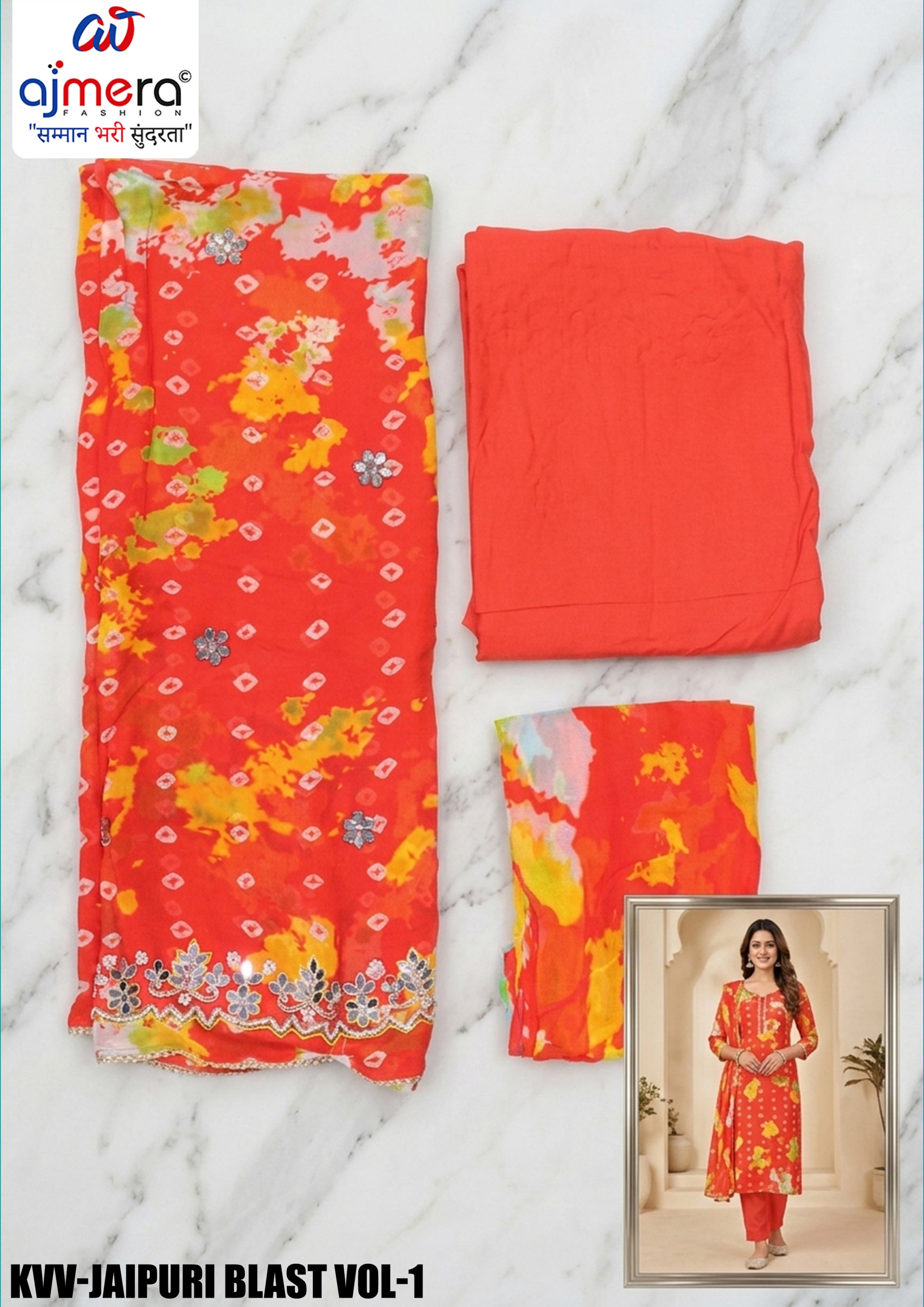 Premium Organza Unstitched Suit Set | KVV-JAIPURI BLAST VOL-1