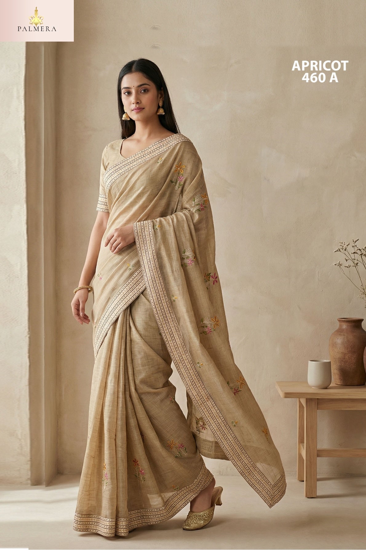 Apricot Khadi Saree with Blouse for Premium Ethnic and Designer Wear | ALL-APRICOT-460