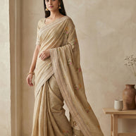 Apricot Khadi Saree with Blouse for Premium Ethnic and Designer Wear | ALL-APRICOT-460