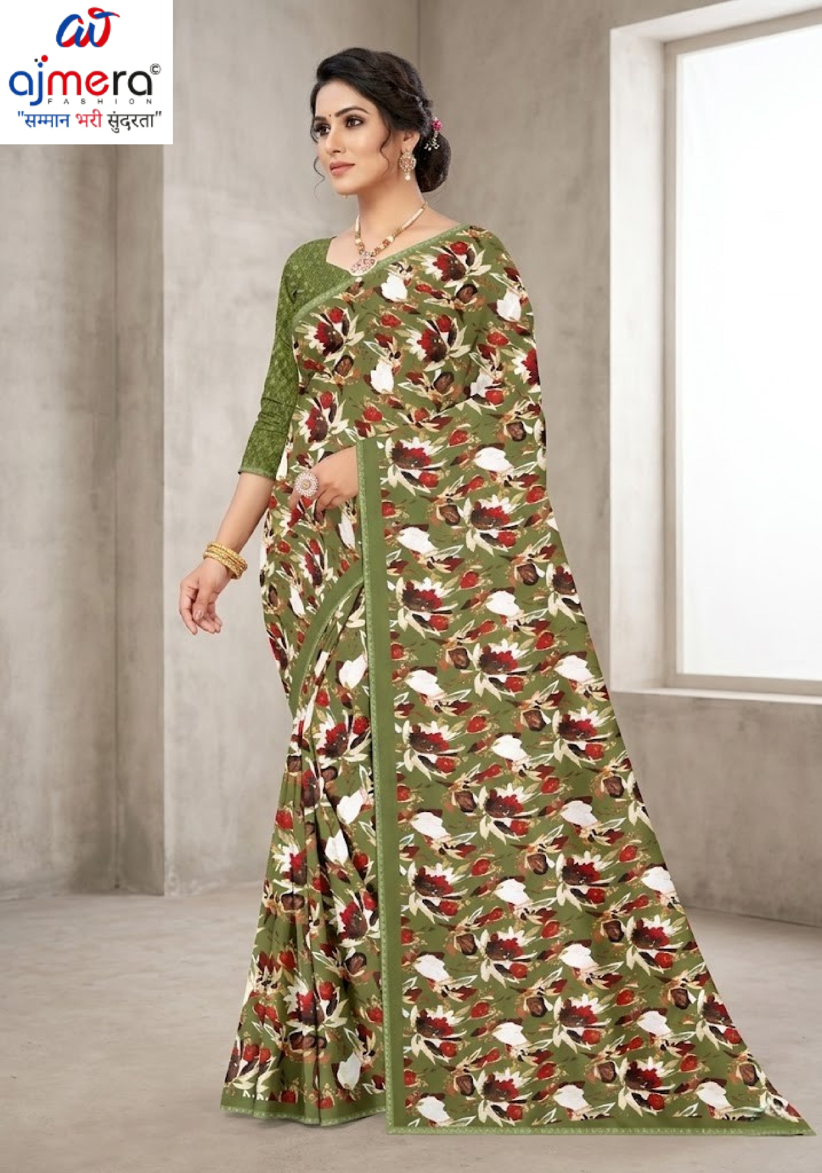 Contemporary Printed Saree with Blouse Piece for Premium Wear | GLC-VENUS
