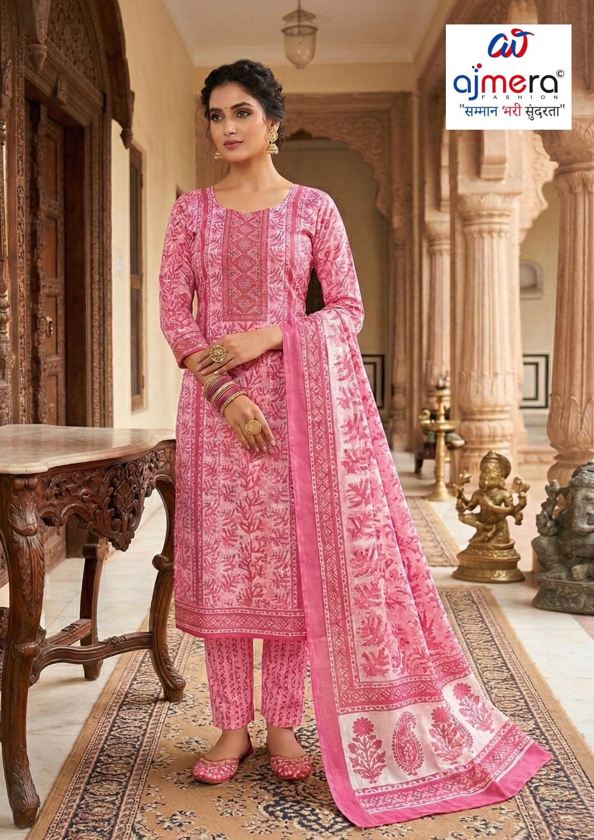 Premium Cotton Unstitched Suit Set | NCY-KAVYA