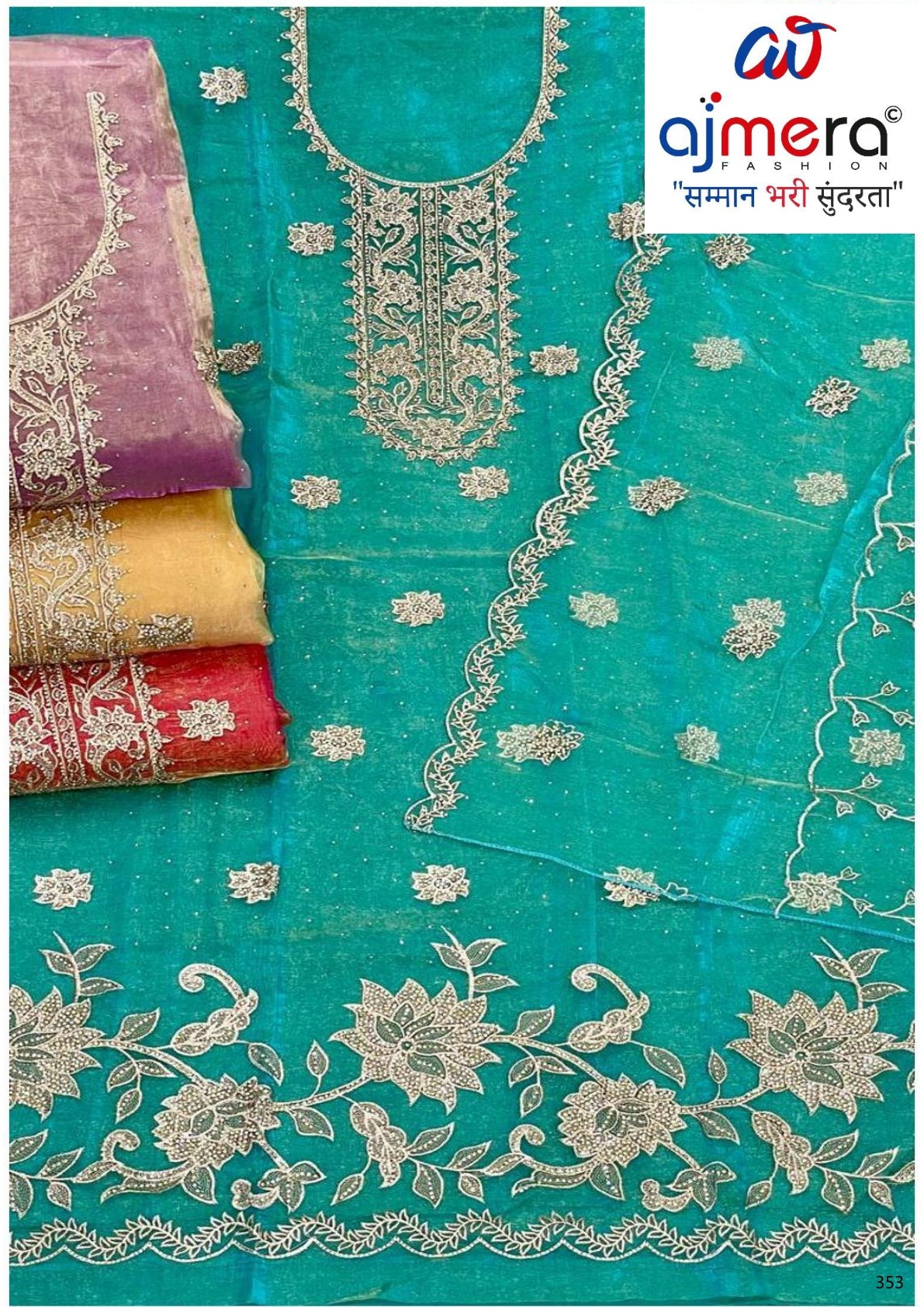 Luxury Jarkan Silk Unstitched Suit Set | AAR-ROLEX