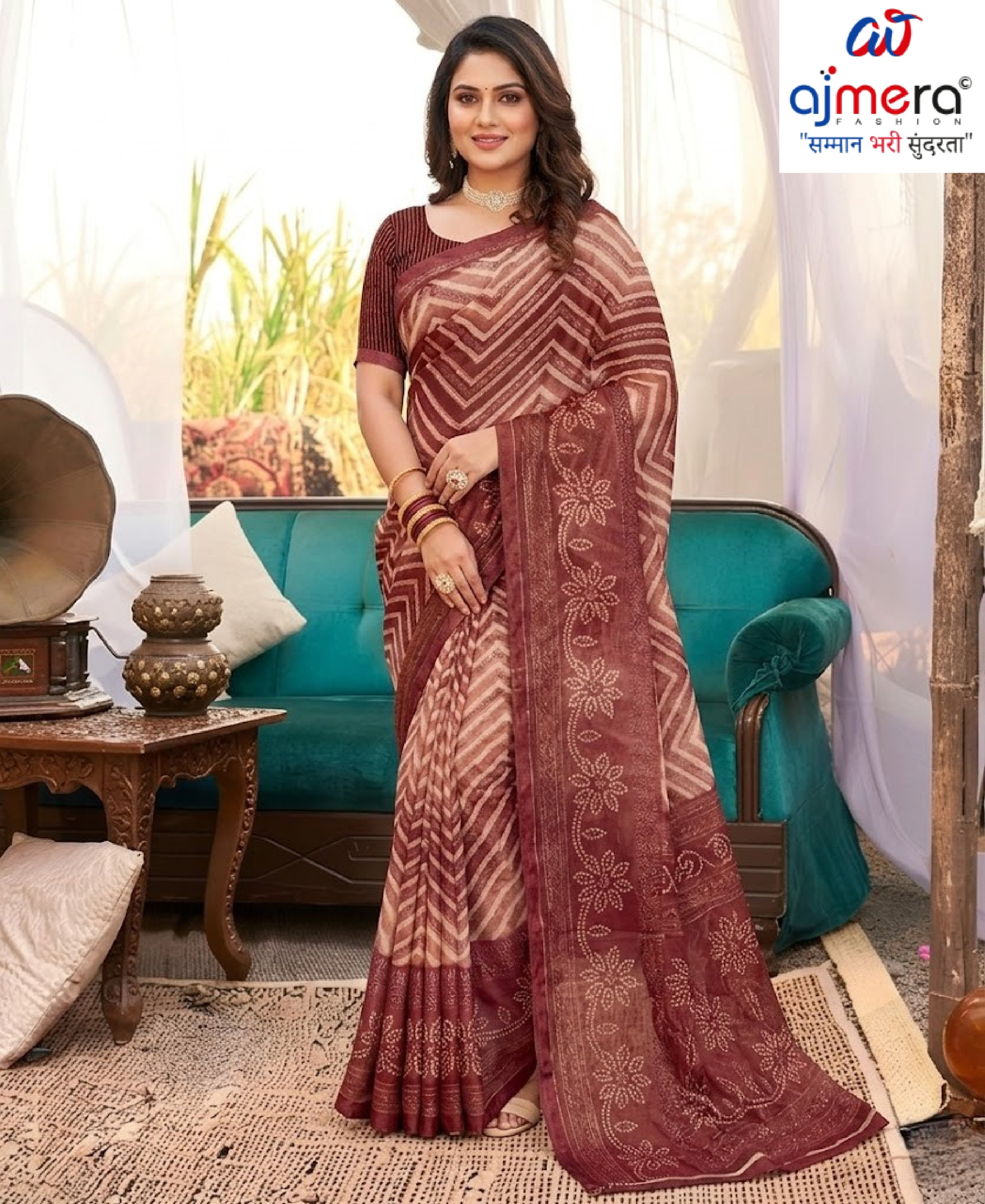 Chic Printed Saree with Blouse Piece for Sophisticated Ethnic Style  | PRM-APARNA BHABHI