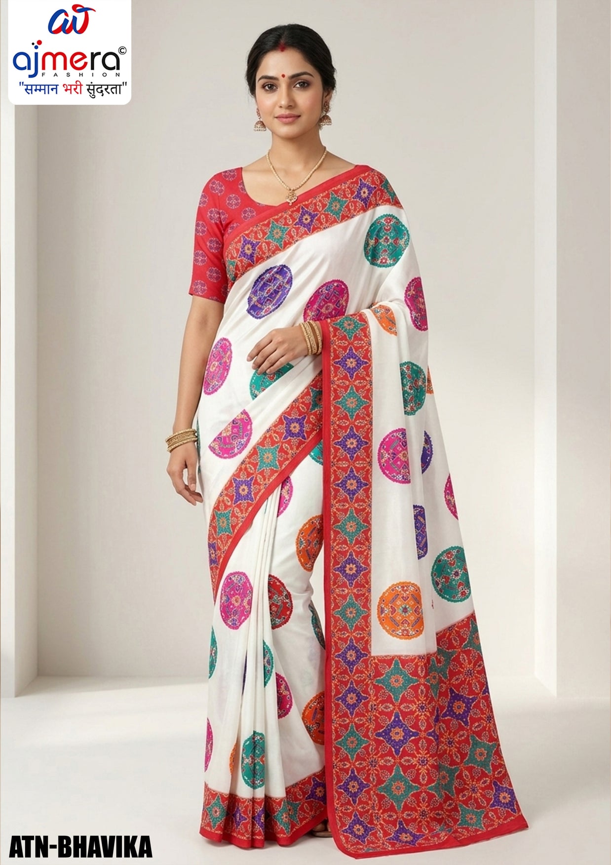 Traditional Cotton Saree with Blouse Piece for Premium Ethnic and Traditional Wear | ATN-BHAVIKA