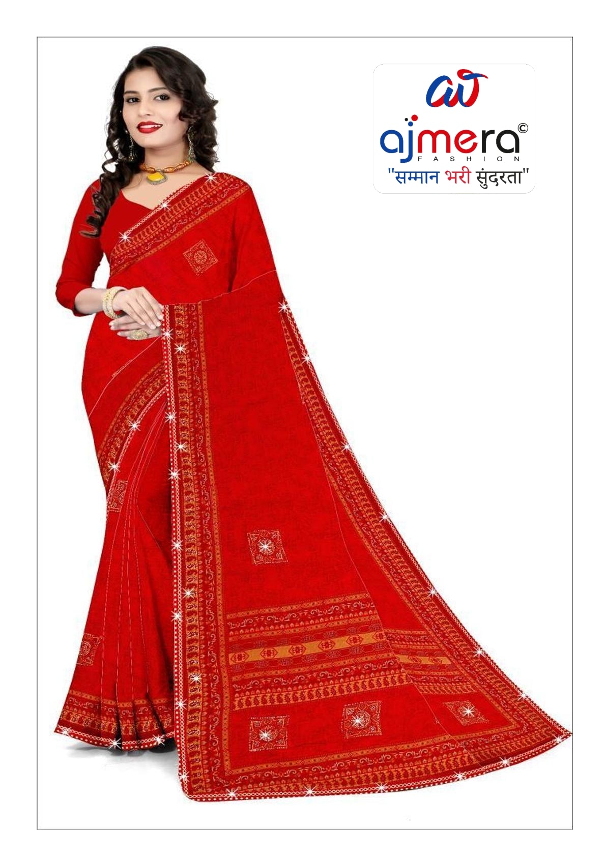 Weightless Print Loose Saree with Blouse for Premium Ethnic and Traditional Wear | CAS-UMANG