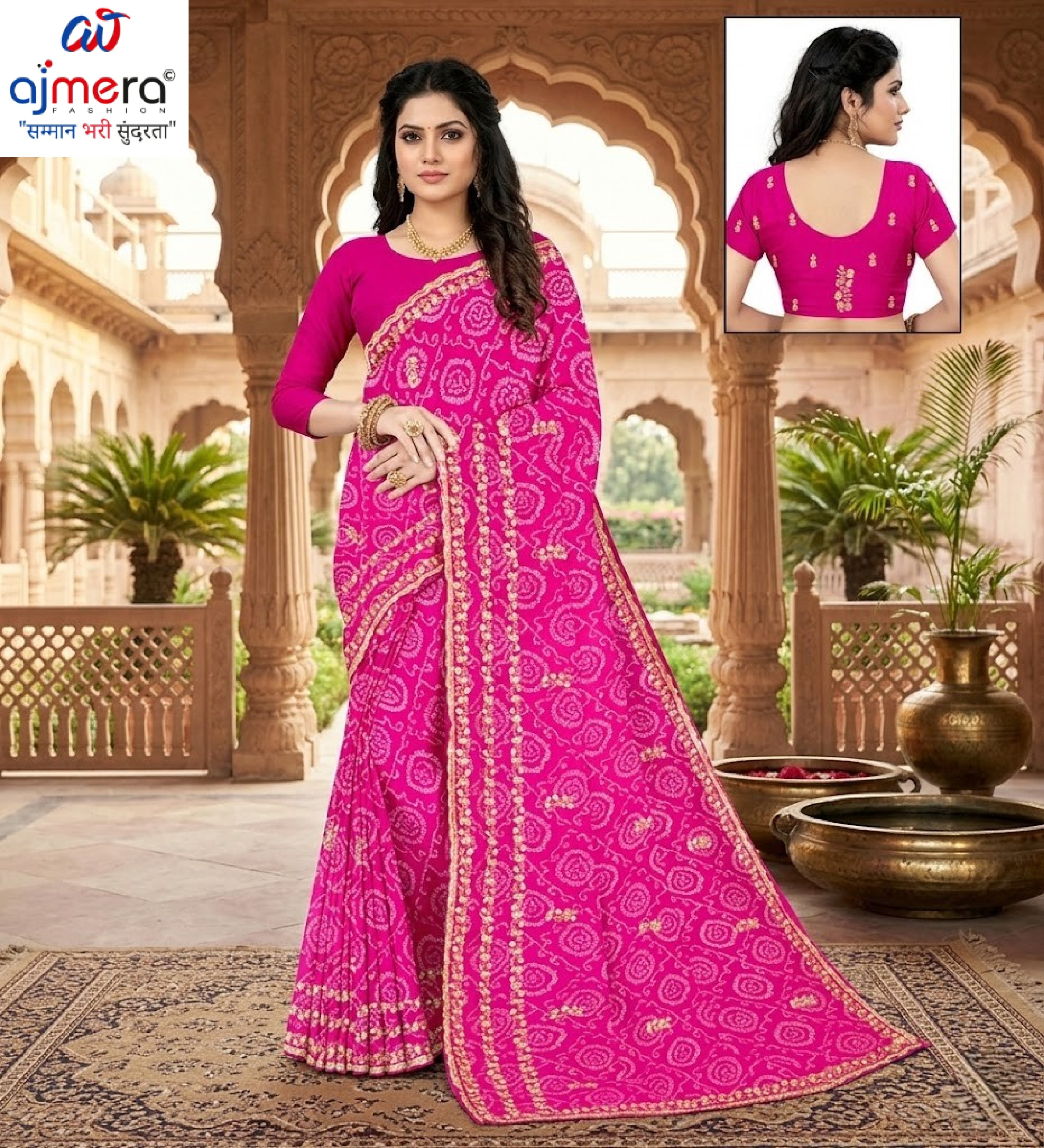 Chic Printed Saree with Blouse Piece for Sophisticated Ethnic Style  | TD-RASHMI