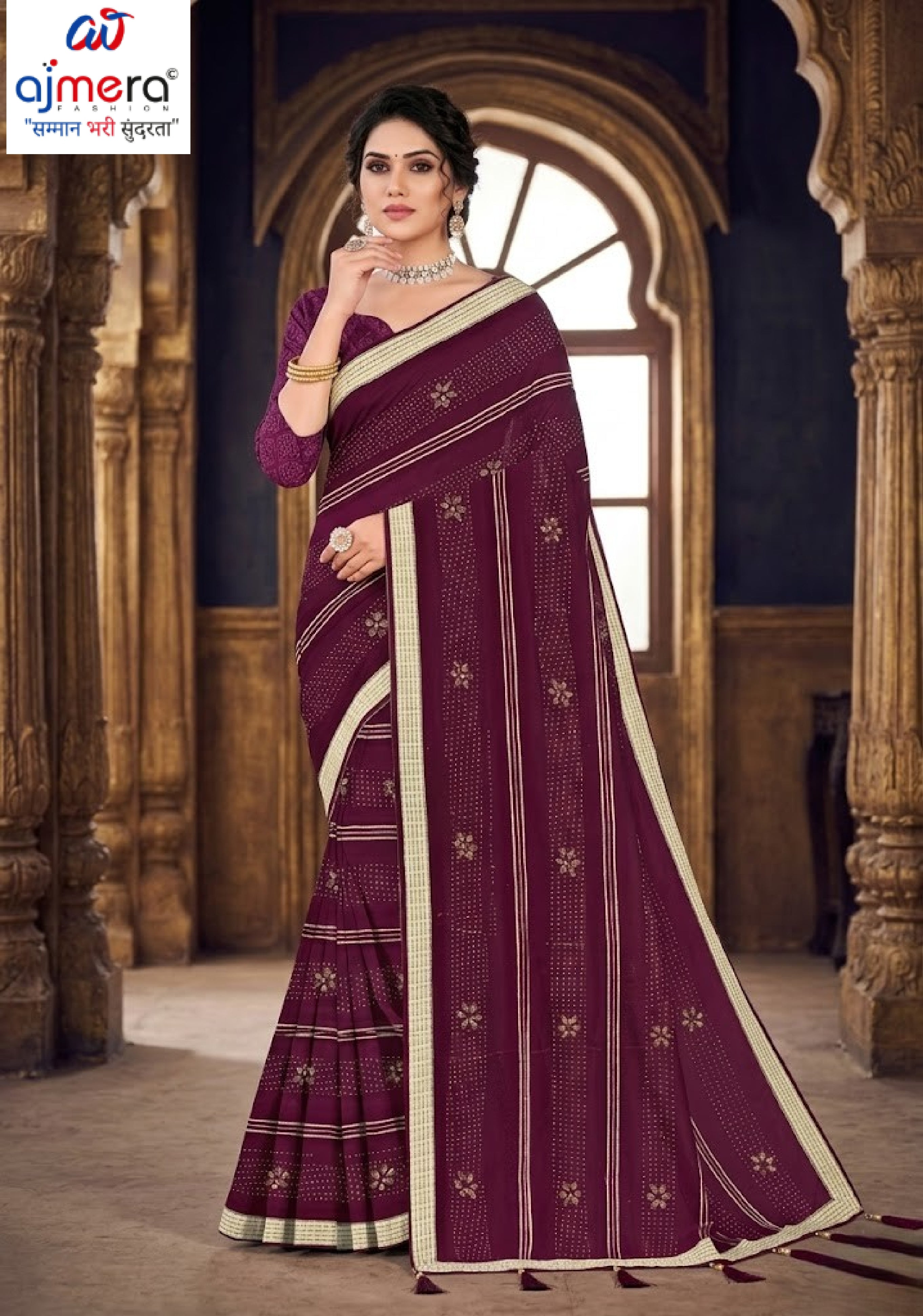Latest Dyed Matching Saree with Blouse Piece for Premium Ethnic and Traditional Wear | TIK-UPI