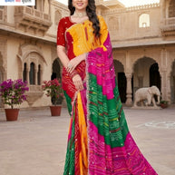 Elegant Printed Saree with Designer Blouse Piece for Festive Wear  | JS-JHANKAR