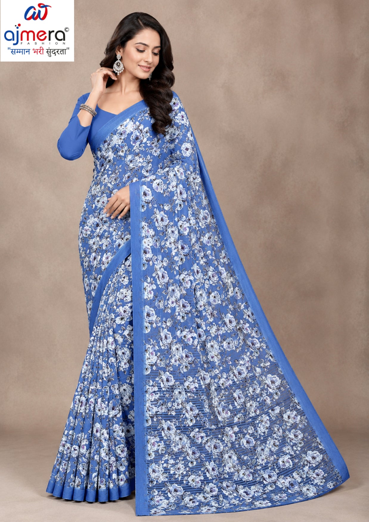Graceful Printed Saree with Blouse Piece for Modern Ethnic Fashion  | CAS-MANGO SHAKE