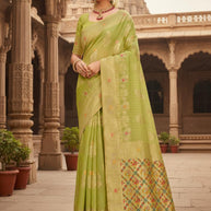 Luxury Jacquard Silk Saree with Blouse Piece for Wedding & Party Wear | SOJ-LILAVATI