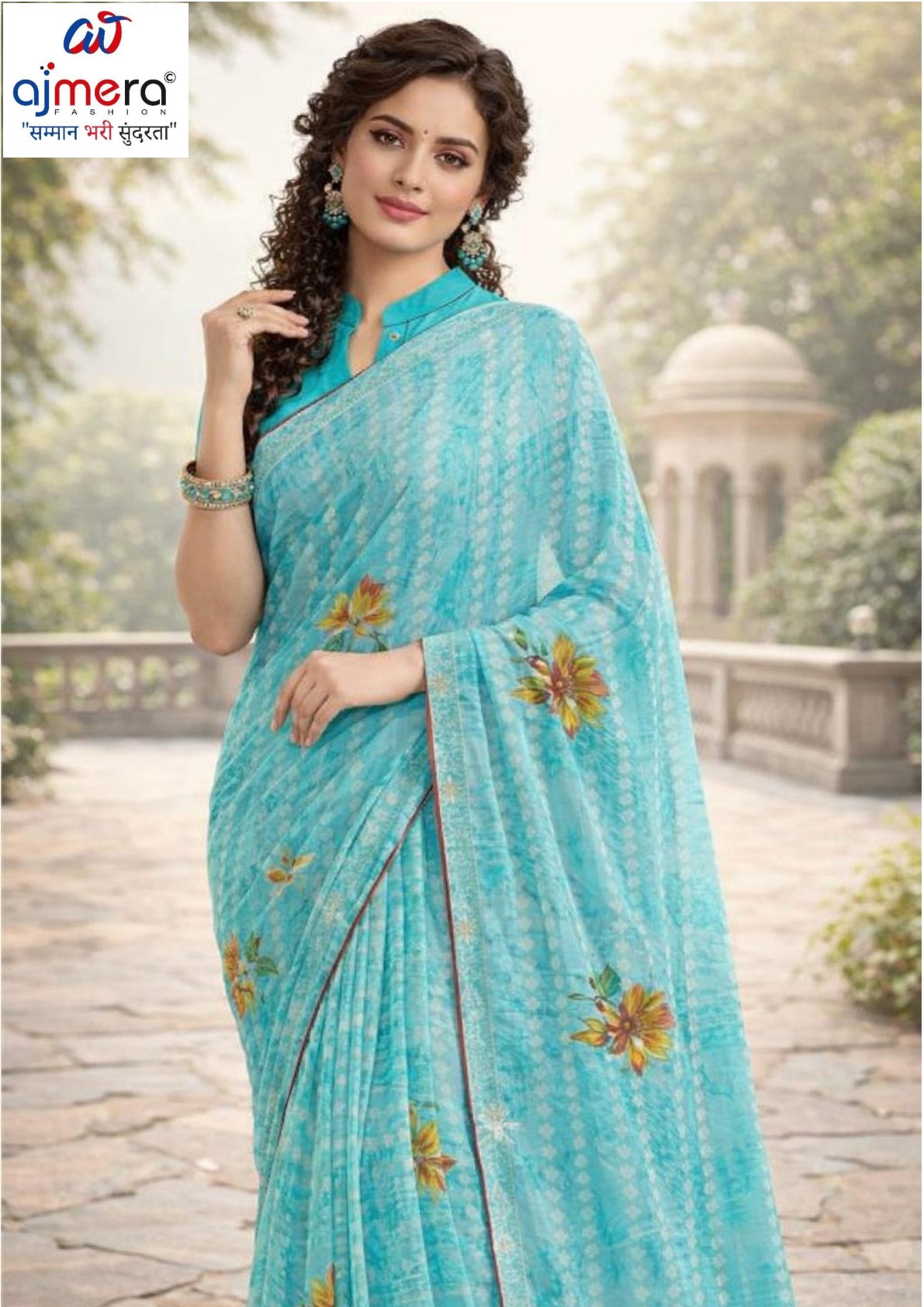 Fashionable Printed Saree with Blouse Piece for Festive Collection  | PRM-MASKA